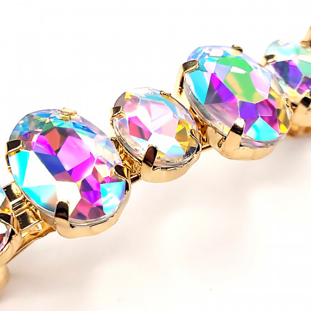 Agrafa de Par Metalica cu Pietre Mari &#039;Bright and Shining Rainbow&#039;