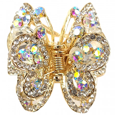 Clema de Par Metalica cu Multe Pietre Model &#039;Glamorous Butterfly&#039; Reflextion