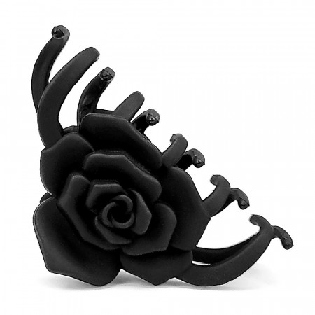Clemă de Păr Model 'Land of Roses' Black - Accesorii de Păr Florale - www.obsesiv.ro