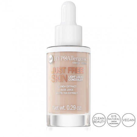 Fond de Ten Anticearcan Lichid Hipoalergenic Just Free Skin, 03 Peach Bell Cosmetics