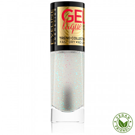 Lac Unghii Eveline Gel Laque Trend Culoare Transparent Sidef Glitter No 202