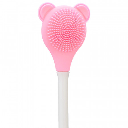 Perie Faciala din Silicon Moale cu Paleta Aplicare din Silicon, Culoare Pink Light