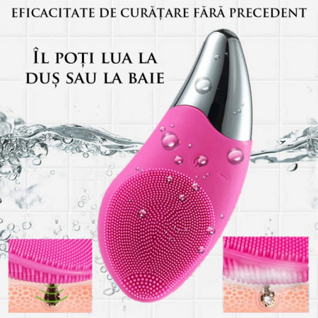 Perie Sonica Faciala din Silicon Moale cu Functie de Masaj Reincarcabila prin USB