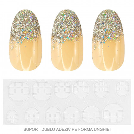 Set 12 Unghii Reutilizabile cu Manichiura Instant &#039;Salon Quality&#039;, Culoare Crem
