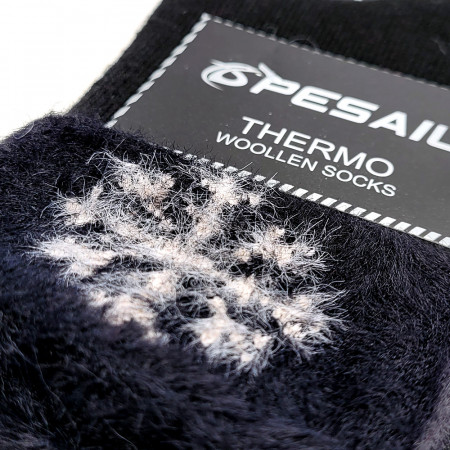 Sosete Calduroase din Lana de Oaie Model &#039;Happy Snowflakes&#039; Black