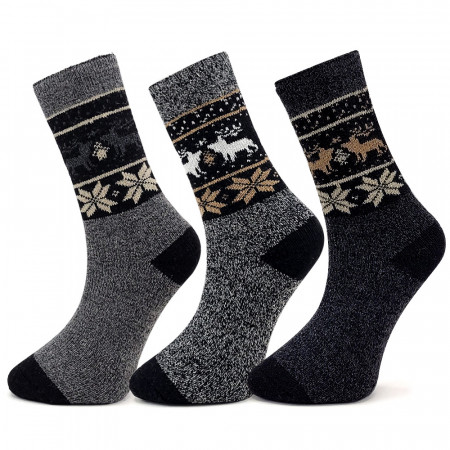 Șosete Călduroase și Moi din Lână de Alpaca Set 3 Perechi Model 'Winter Tradition' No.01