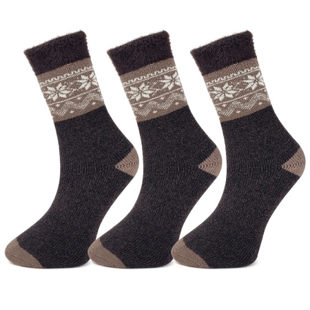 Șosete din Lână de Alpaca Set 3 Perechi - Model 'Style Everyday' Brown - Stil și Confort