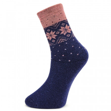 Sosete Flausate din Lana Model 'Welcome Winter' Culoare Albastru
