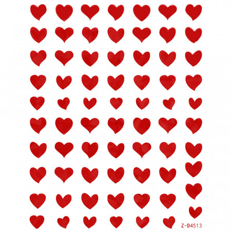 Abtibilde Unghii cu Inimioare Decorative pentru Manichiura 'Sweet Heart' No. Z-D4513 Red
