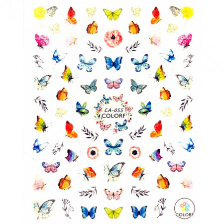 Abtibilde Unghii Culoare Multicolor Model &#039;Butterfly &amp; Flowers&#039; No. CA-055