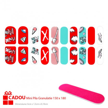 Abtibilde Unghii JY 196, Stickere Manichiura 20 Buc. + Cadou Mini Pila