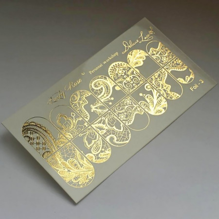 Abtibilduri Unghii pe Bază de Apă, Model "ORNAMENTS", Cod Foil-3 Gold, Accesorii Manichiura Nail Art