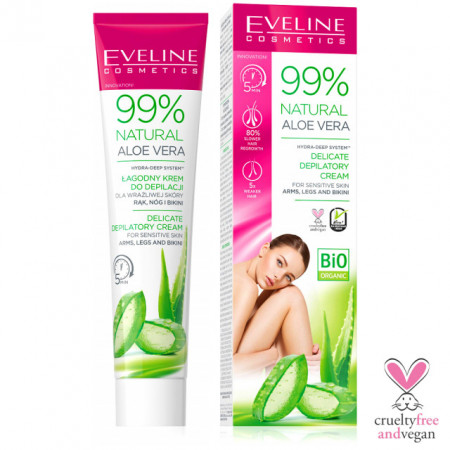 Crema Delicata Epilare cu 99% Aloe Vera Naturala, Maini Picioare si Zona Inghinala