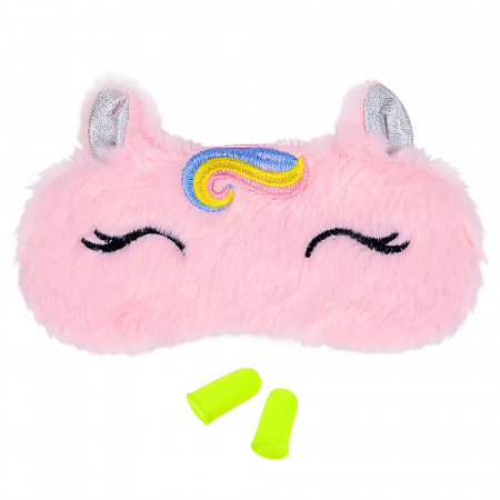Masca de Dormit Pufoasă Model &#039;Pink Unicorn&#039; + Set Dopuri Urechi