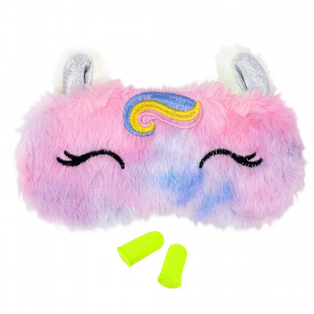 Masca de Dormit Pufoasă Model &#039;Sleepy Unicorn&#039; + Set Dopuri Urechi