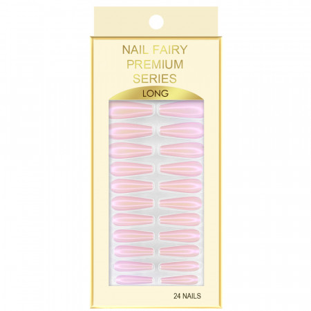 Set 24 Unghii False Reutilizabile cu Manichiura Instant Model 'Baby Pink Pearl'