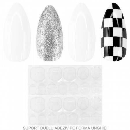 Set 24 Unghii False Reutilizabile cu Manichiura Instant Model &#039;Back in Game&#039;