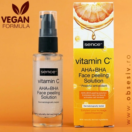 Soluție Peeling Facial Sence cu Vitamina C AHA+BHA - Exfoliere, Luminozitate, Reînnoire Celulară