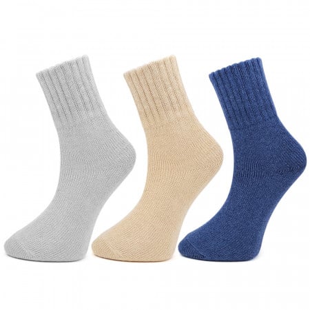 Sosete Calduroase din Lana Set 3 Perechi Model 'Pure Class' Culori Crem Gri Albastru