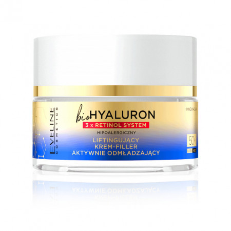 Crema Față cu Lifting Activ Hipoalergenica BIO Hyaluron 3xRetinol System 50+ Eveline