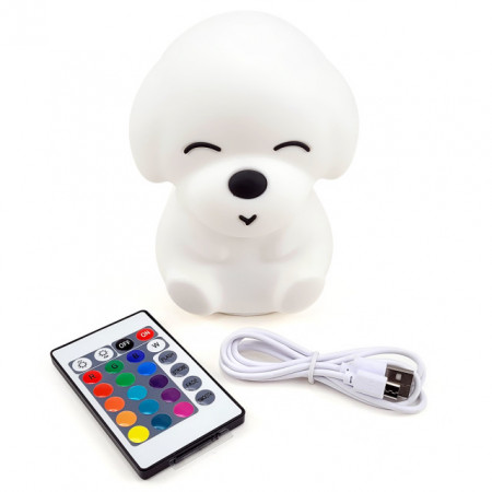 Lampa LED din Silicon cu Telecomanda Model &#039;Sweet Dog&#039; 4 Moduri Iluminare, 16 Culori , Incarcare USB