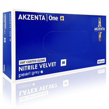 Manusi Examinare din Nitril Catifelat Velvet Oat Coated Pearl Grey Akzenta 100 Buc