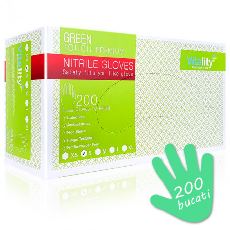 Manusi Nitril Nepudrate Verzi Vitality Green Touch Premium 200 Buc