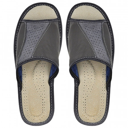 Papuci de Casă din Piele Tylbut Model Gray Breeze: Confort și Răsfăț Acasă