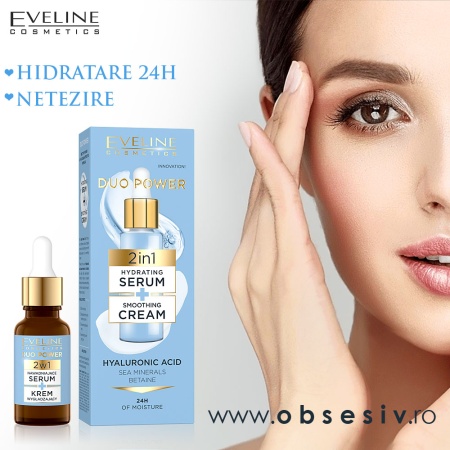Ser Hidratant și Crema Netezire 2in1 Eveline Duo Power - Hidratare 24h, Netezire