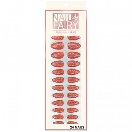 Set 24 Unghii False Reutilizabile cu Manichiura Instant, Culoare Roz cu Sclipici