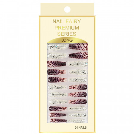 Set 24 Unghii False Reutilizabile cu Manichiura Instant Model 'Animal Print Feline'