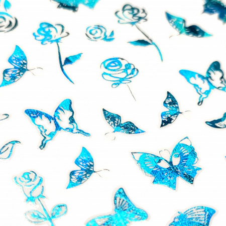 Abtibilde Unghii Culoare Multicolor Model &#039;Blue Butterfly&#039; No. Z-D4592