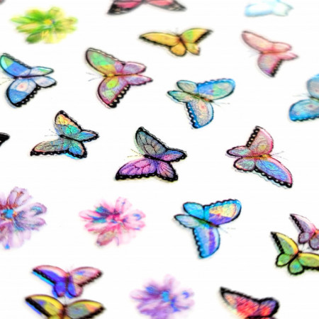 Abtibilde Unghii Culoare Multicolor Model 'Butterflies and Flowers' No. Z-D3868