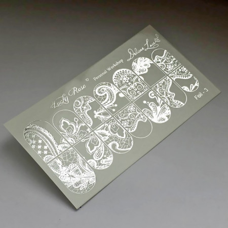 Abtibilduri Unghii pe Bază de Apă, Model "ORNAMENTS", Cod Foil-3 Silver, Accesorii Manichiura Nail Art
