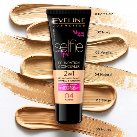 Fond de Ten si Corector Vegan Selfie Time No 06 Honey Eveline Cosmetics