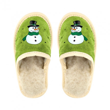 Papuci de Casa Imblaniti cu Lana pentru Copii Marca Tylbut Model 'The Snowman'