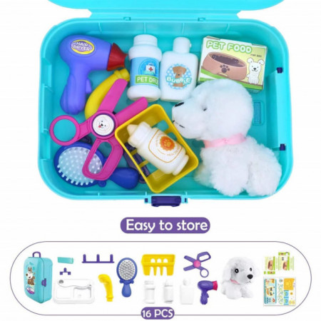Rucsac 16 Piese Toaletarea Animalului de Companie cu Plus si Ghiozdan Pet Care