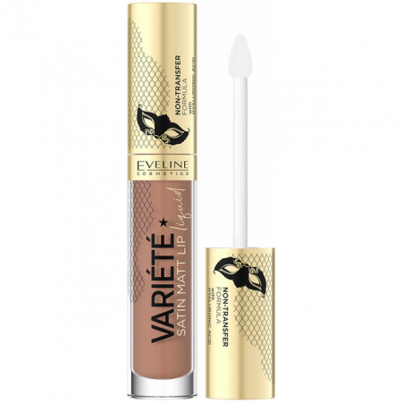 Ruj Lichid de Buze Satin Matt Lip Liquid Eveline Cosmetics, Caramel Cacke No 01