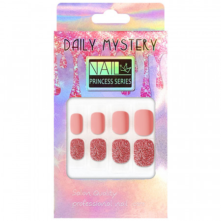 Set 24 Unghii False 'Princess Series' cu Manichiura Instant Model 'Petal Pink'