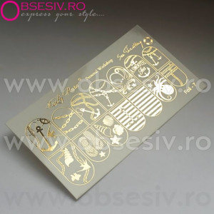 Abtibilduri Unghii pe Bază de Apă, Model "MARINE", Cod Foil-7 Gold, Accesorii Manichiura Nail Art - Img 2