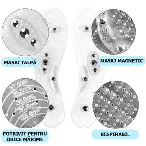 Cele 4 avantaje majore: masaj talpă, terapie magnetică, mărime universală și ventilație optimă.