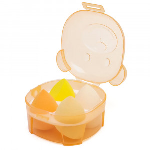 Bureti Machiaj Beautyblender Set 4 Buc. cu Suport si Cutie in Formă de Ursuleț, Yellow