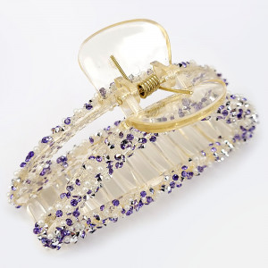 Clema de Par cu Pietricele si Perluțe Model 'Sparkle' Purple