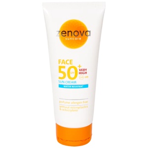 Cremă de Protecție Solară pentru Față Zenova SPF 50+ | Efect Anti-Aging și Rezistență la Apă, 100ml