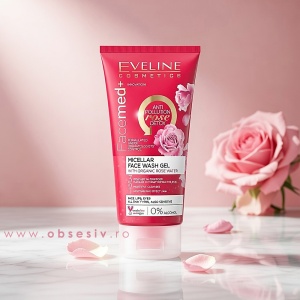 Gel Micelar 3în1 Eveline Facemed+ cu Apă de Trandafiri - Curățare Delicată și Răsfăț Floral.