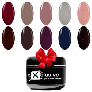 Kit Geluri Color Exclusive Premium, 10 Culori + 1 Gel Fibra de Sticla Cadou