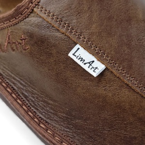 Papuci de Casă din Piele Naturală pentru Bărbați Lim Art-Prezentare detaliu brand Lim Art.