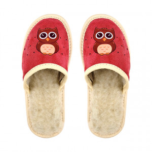 Papuci de Casa Imblaniti cu Lana pentru Copii Marca Tylbut Model 'Sunrise Owl'