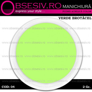 Pudra Acrilica Color Verde Brotacel, Cod 04