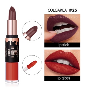 Ruj Solid și Lichid 2în1 Double Lip Make-Up No 25 - Culoare Intensă și Hidratare de Durată